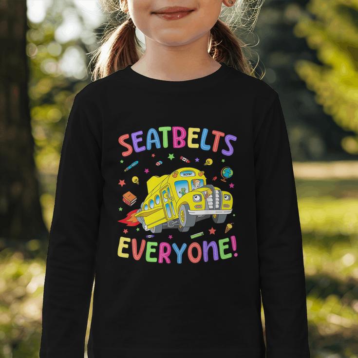 Seatbelt School Bus Driver Everyone Back To School Graphic Toddler Long Sleeve Tee Seatbelt School Bus Driver Everyone Back To School Graphic Toddler Long Sleeve Tee