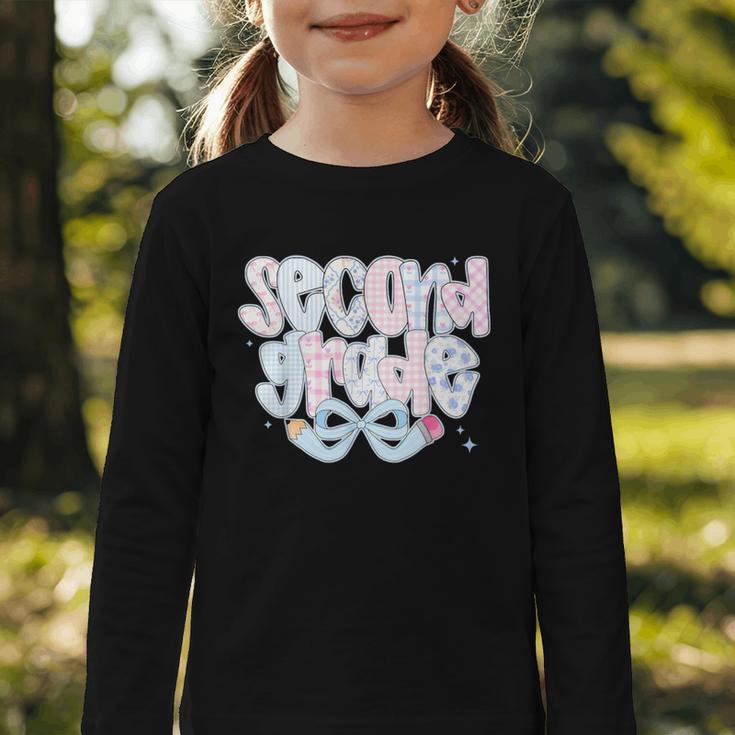 Second Grade Coquette Bow First Day Of School Back To School Graphic Toddler Long Sleeve Tee