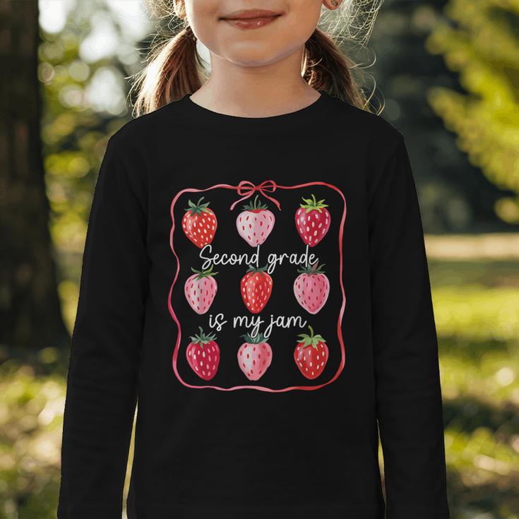 Second Grade Is My Jam Strawberry 2nd Grade Back To School Graphic Toddler Long Sleeve Tee
