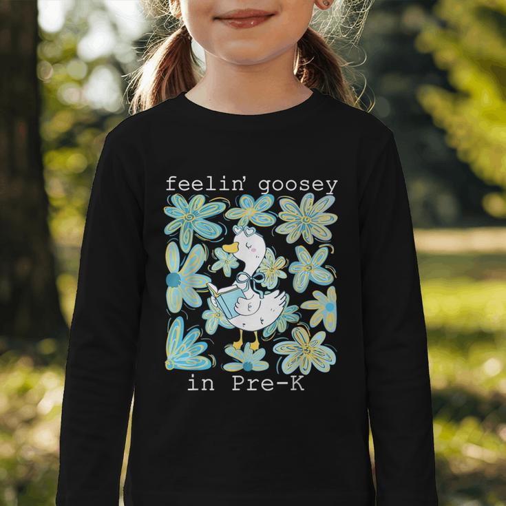 Silly Goose Back To School Feelin’ Goosey Pre-K Graphic Toddler Long Sleeve Tee Silly Goose Back To School Feelin’ Goosey Pre-K Graphic Toddler Long Sleeve Tee