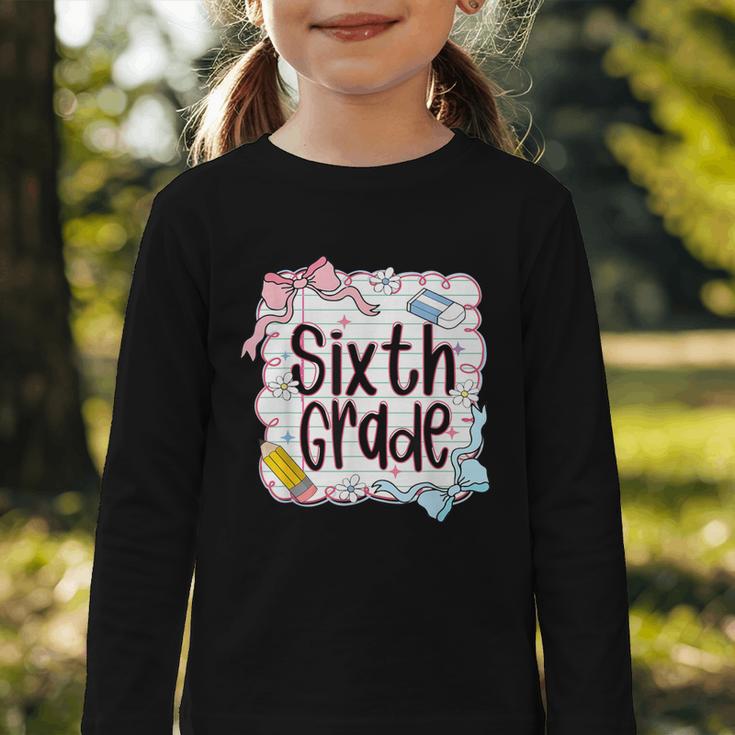 Sixth Grade Back To School For Girls Pink Notebook Graphic Toddler Long Sleeve Tee Sixth Grade Back To School For Girls Pink Notebook Graphic Toddler Long Sleeve Tee