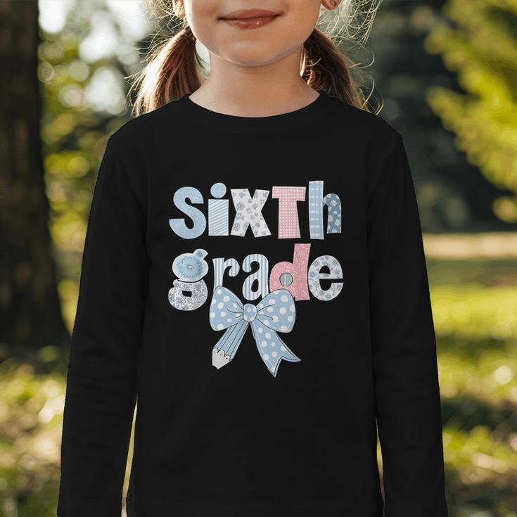 Sixth Grade Coquette Bow Pencil First Day Back To School Graphic Toddler Long Sleeve Tee Sixth Grade Coquette Bow Pencil First Day Back To School Graphic Toddler Long Sleeve Tee