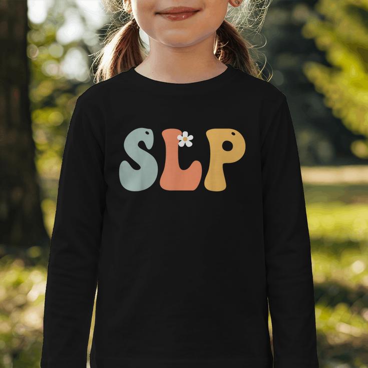 SLP Groovy Women Appreciation Day Hello Back To School Graphic Toddler Long Sleeve Tee