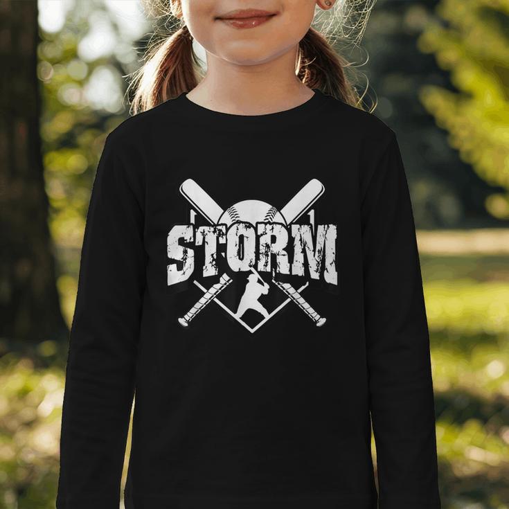 Storm Baseball Back To School Spirit Graphic Toddler Long Sleeve Tee