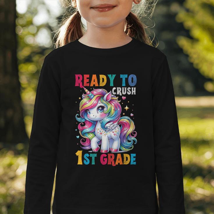 Student Unicorn Ready Back To School Crush 1st Grade Girls Graphic Toddler Long Sleeve Tee Student Unicorn Ready Back To School Crush 1st Grade Girls Graphic Toddler Long Sleeve Tee