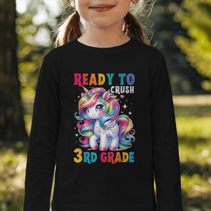 Student Unicorn Ready Back To School Crush 3rd Grade Girls Graphic Toddler Long Sleeve Tee Student Unicorn Ready Back To School Crush 3rd Grade Girls Graphic Toddler Long Sleeve Tee