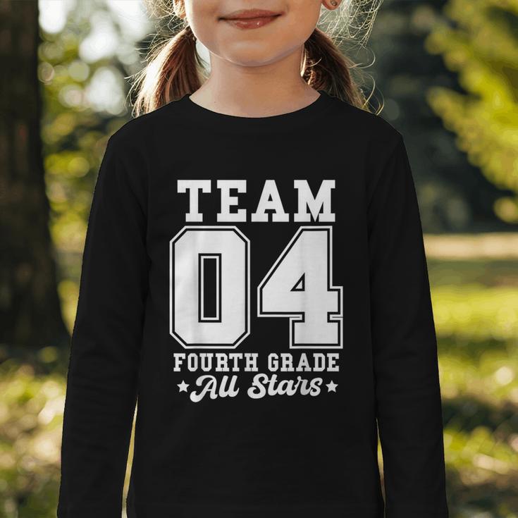 Team 4th Grade All-Stars Back To School Sports Jersey Graphic Toddler Long Sleeve Tee
