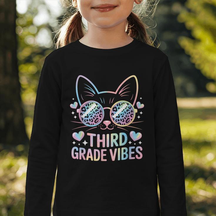 Third 3rd Grade Vibes Back To School Cute Cat Cute For Girls Graphic Toddler Long Sleeve Tee Third 3rd Grade Vibes Back To School Cute Cat Cute For Girls Graphic Toddler Long Sleeve Tee