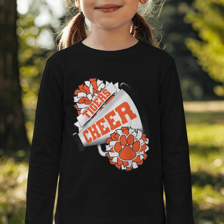 Tigers Cheerleading Back To School Cheer Team Spirit Orange Graphic Toddler Long Sleeve Tee Tigers Cheerleading Back To School Cheer Team Spirit Orange Graphic Toddler Long Sleeve Tee