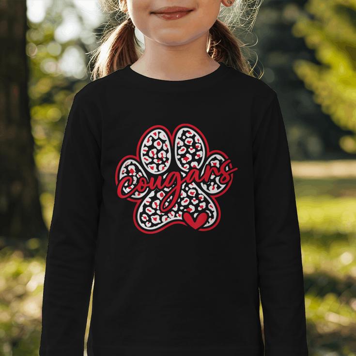 Vintage Cougars School Sports Team Spirit Back To School Graphic Toddler Long Sleeve Tee