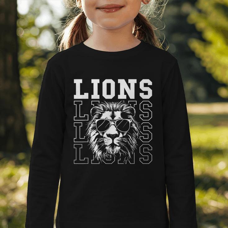 Vintage Lions School Spirit Fan Team Back To School Graphic Toddler Long Sleeve Tee