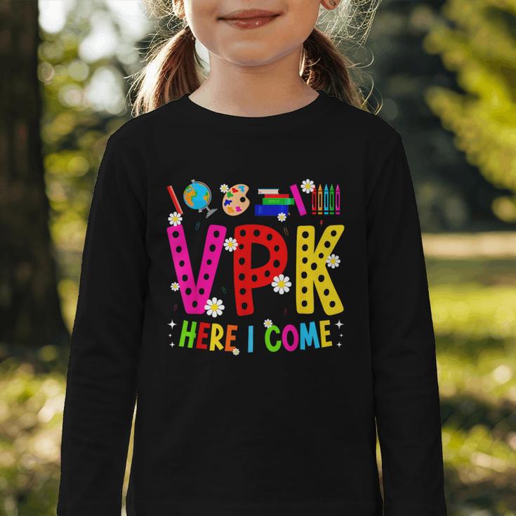 VPK Here I Come First Day Of VPK Back To School VPK Graphic Toddler Long Sleeve Tee VPK Here I Come First Day Of VPK Back To School VPK Graphic Toddler Long Sleeve Tee