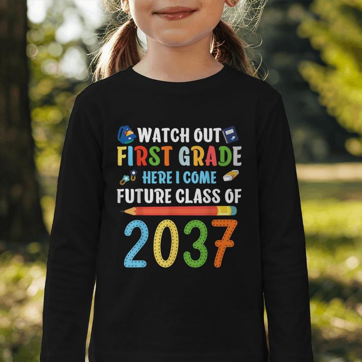 Watch Out First Grade Here I Come Shirts Back To School Graphic Toddler Long Sleeve Tee