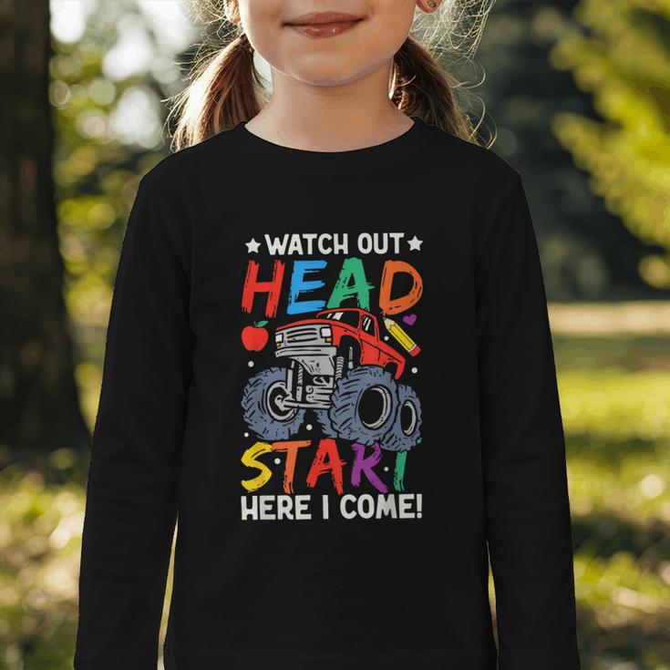 Watch Out HeadStart Here I Come Monster Truck Back To School Graphic Toddler Long Sleeve Tee Watch Out HeadStart Here I Come Monster Truck Back To School Graphic Toddler Long Sleeve Tee