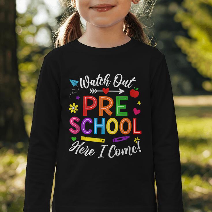 Watch Out Preschool Here I Come Back To School Future Class Graphic Toddler Long Sleeve Tee