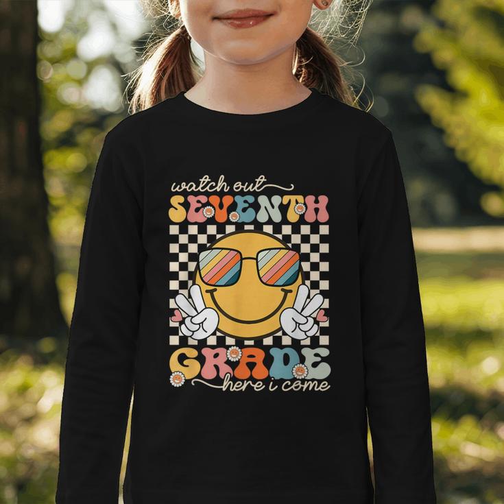 Watch Out Seventh Grade Here I Come Back To School 7th Grade Graphic Toddler Long Sleeve Tee Watch Out Seventh Grade Here I Come Back To School 7th Grade Graphic Toddler Long Sleeve Tee