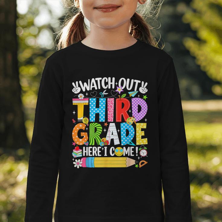 Watch Out Third Grade Here I Come Back To School Girls Kids Graphic Toddler Long Sleeve Tee Watch Out Third Grade Here I Come Back To School Girls Kids Graphic Toddler Long Sleeve Tee