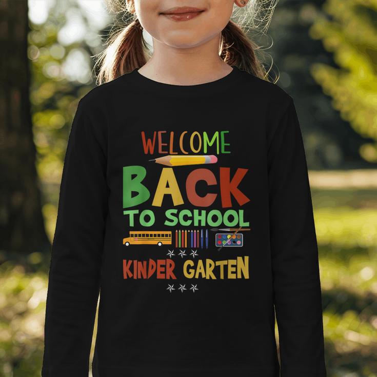 Welcome Back To School Kinder Garten First Day Of School Kid Graphic Toddler Long Sleeve Tee