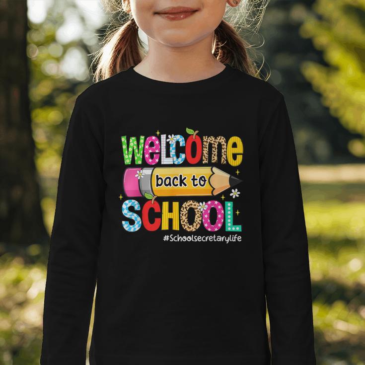Welcome Back To School School Secretary Life Leopard Graphic Toddler Long Sleeve Tee Welcome Back To School School Secretary Life Leopard Graphic Toddler Long Sleeve Tee