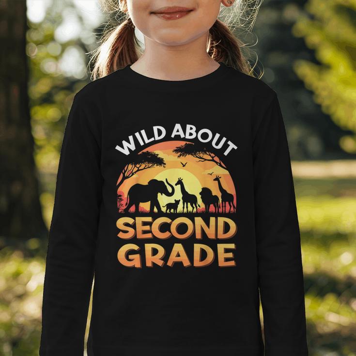Wild About Second Grade Zoo Animals Back To School Safari Graphic Toddler Long Sleeve Tee