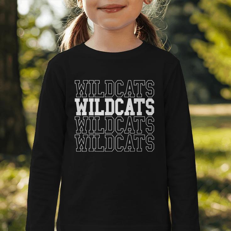 Wildcats School Spirit Team Back To School Graphic Toddler Long Sleeve Tee
