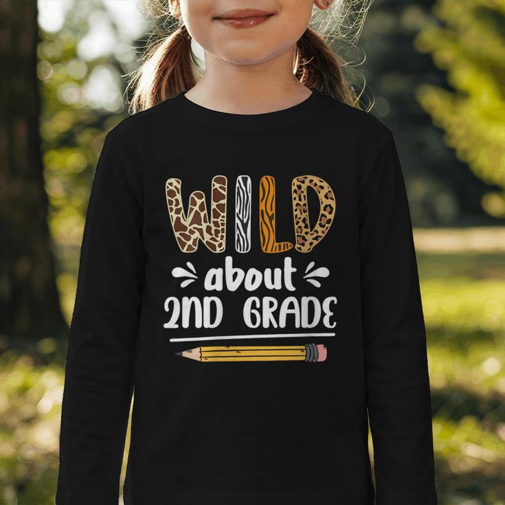 Women's Wild About 2nd Grade Kids Zoo Animal Lover Back To School Graphic Toddler Long Sleeve Tee