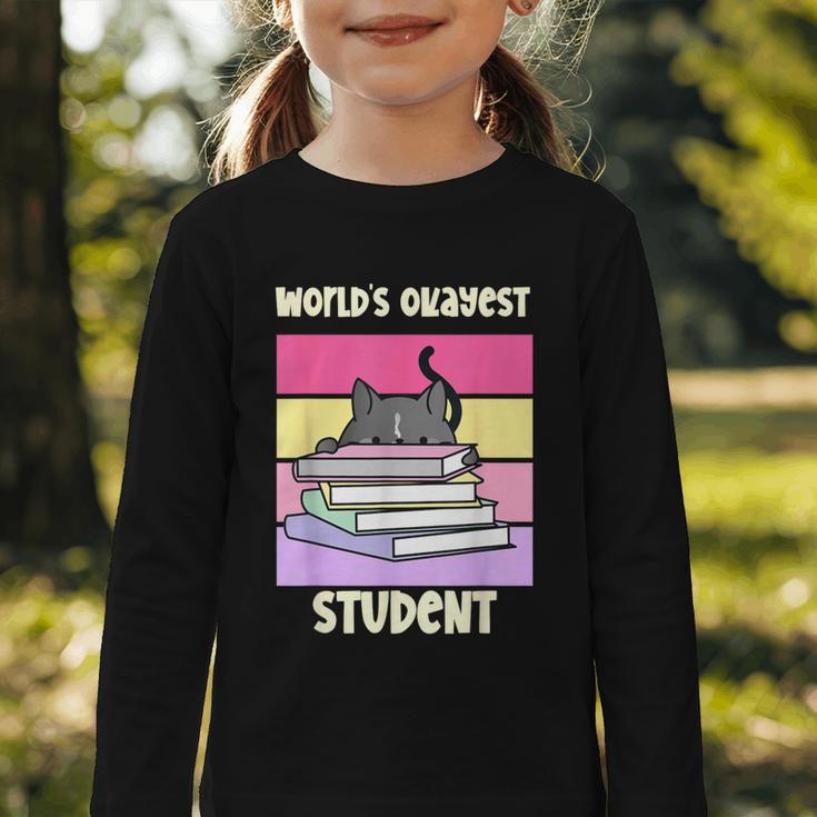 World's Okayest Student Fun Back To School & New Term Graphic Toddler Long Sleeve Tee World's Okayest Student Fun Back To School & New Term Graphic Toddler Long Sleeve Tee