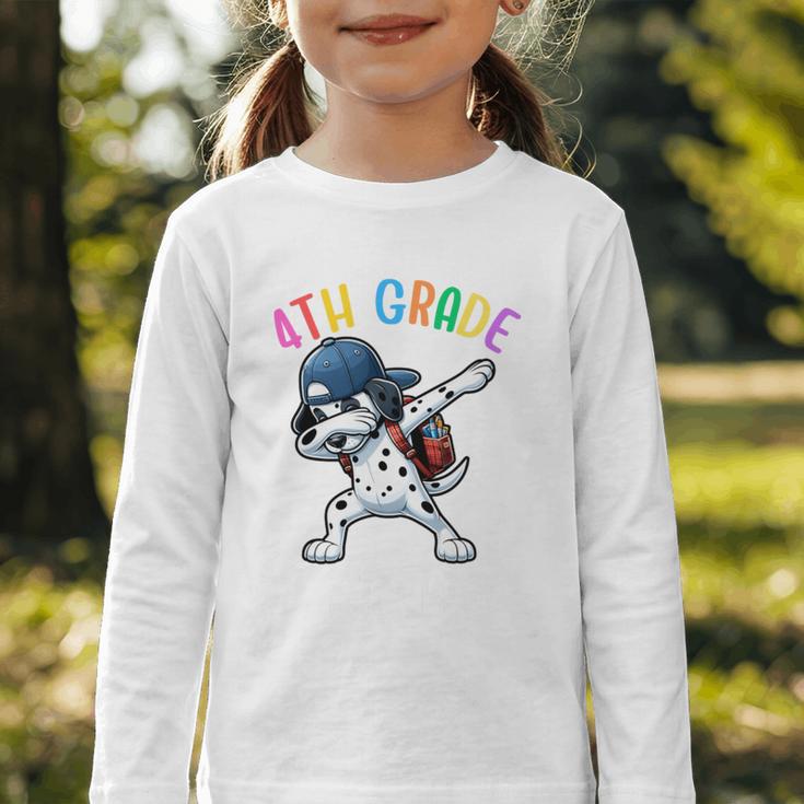 4th Grade Crew Dalmatian Dog Dabbing Back To School Premium Tri-Blend Graphic Toddler Long Sleeve Tee