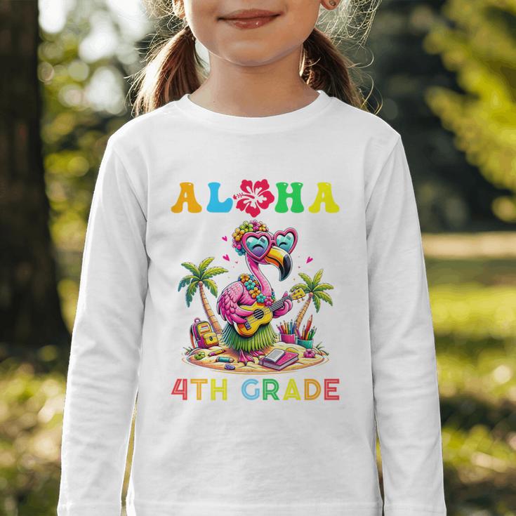 Aloha Fourth Grade Flamingo Hawaii Back To School Kids Girl Premium Tri-Blend Graphic Toddler Long Sleeve Tee Aloha Fourth Grade Flamingo Hawaii Back To School Kids Girl Premium Tri-Blend Graphic Toddler Long Sleeve Tee