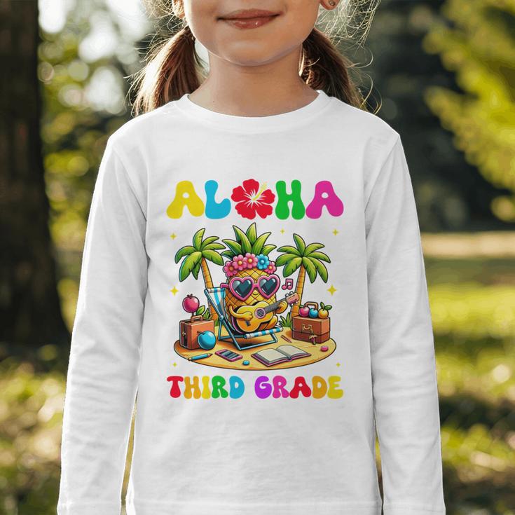 Aloha Third Grade Pineapple Hawaii Back To School Kids Girl Performance Graphic Toddler Long Sleeve Tee Aloha Third Grade Pineapple Hawaii Back To School Kids Girl Performance Graphic Toddler Long Sleeve Tee