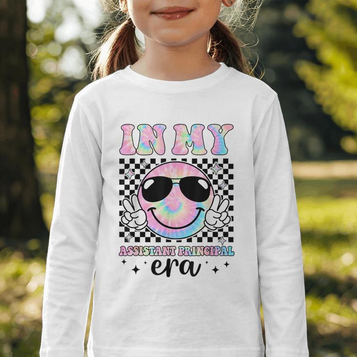 In My Assistant Principal Era Groovy Tie Dye Back To School Graphic Toddler Long Sleeve Tee