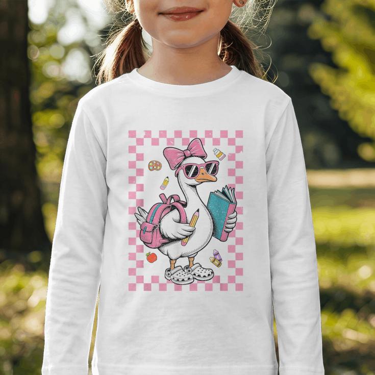 Back To School Goose First Day Of School Boy Girl Graphic Toddler Long Sleeve Tee Back To School Goose First Day Of School Boy Girl Graphic Toddler Long Sleeve Tee