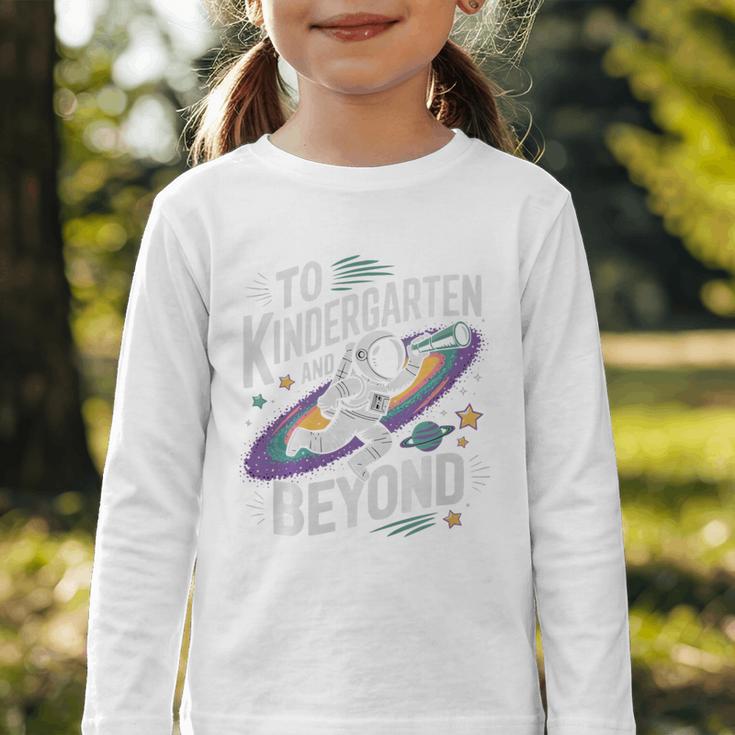 Back To School To Kindergarten And Beyond Astronaut In Space Premium Tri-Blend Graphic Toddler Long Sleeve Tee