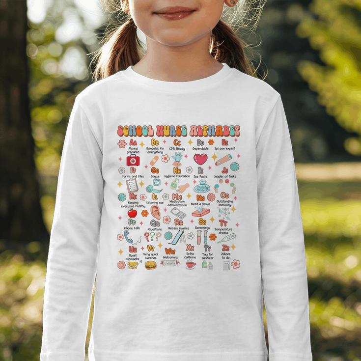 Back To School School Nurse Alphabet School Nurse Life Graphic Toddler Long Sleeve Tee Back To School School Nurse Alphabet School Nurse Life Graphic Toddler Long Sleeve Tee