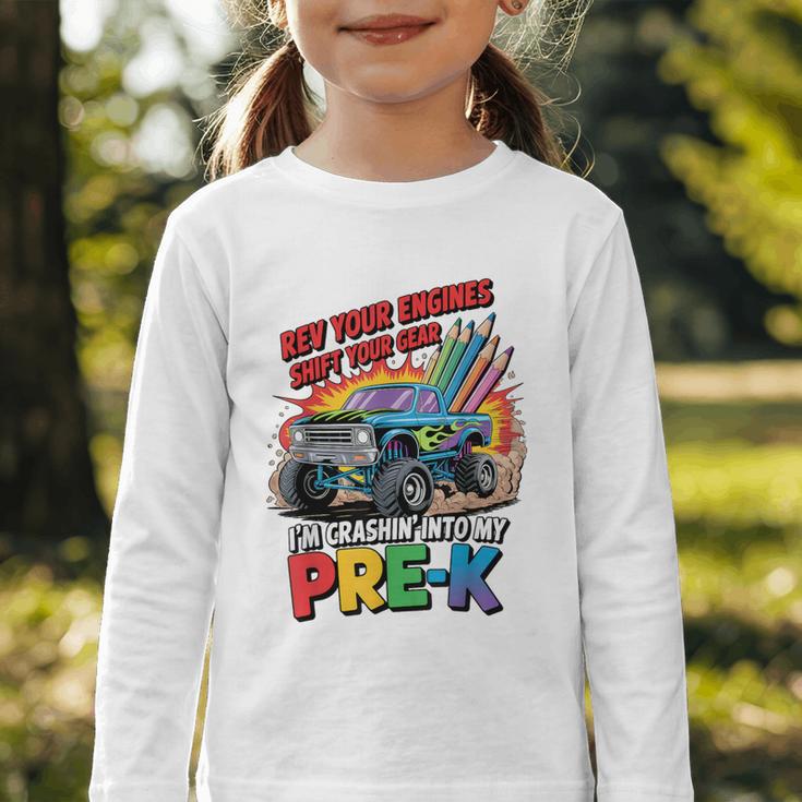 Back To School Pre-K Preschool Monster Truck First Day Boys Graphic Toddler Long Sleeve Tee Back To School Pre-K Preschool Monster Truck First Day Boys Graphic Toddler Long Sleeve Tee