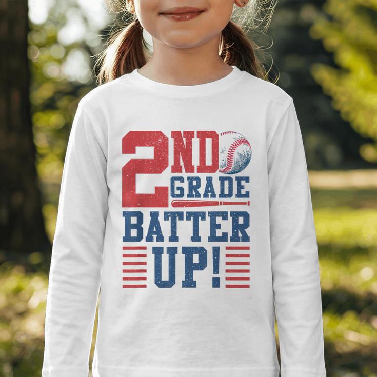 Baseball Second Grade Back To School 2nd Grade Batter Up Graphic Toddler Long Sleeve Tee Baseball Second Grade Back To School 2nd Grade Batter Up Graphic Toddler Long Sleeve Tee