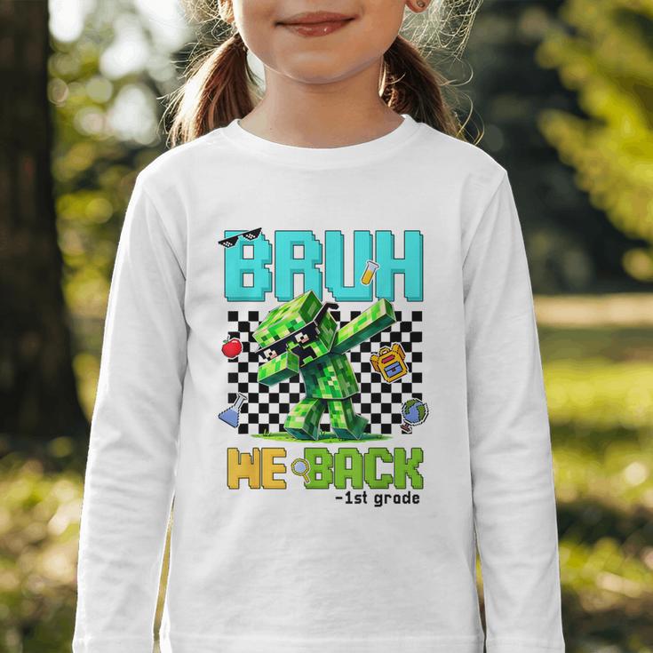Bruh We Back 1st Grade Back To School Gamer Dabbing Boy Kids Graphic Toddler Long Sleeve Tee Bruh We Back 1st Grade Back To School Gamer Dabbing Boy Kids Graphic Toddler Long Sleeve Tee