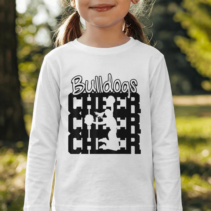 Bulldogs Cheer Back To School Cheerleading Spirit Graphic Toddler Long Sleeve Tee Bulldogs Cheer Back To School Cheerleading Spirit Graphic Toddler Long Sleeve Tee