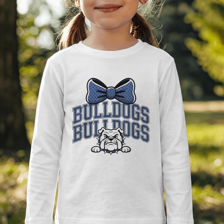 Bulldogs Mascot Team Spirit Sports Fan Back To School Graphic Toddler Long Sleeve Tee Bulldogs Mascot Team Spirit Sports Fan Back To School Graphic Toddler Long Sleeve Tee