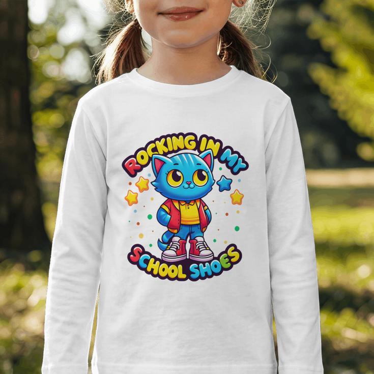 Cat Rocking In My School Shoes Fun Back To School Kids Boys Performance Graphic Toddler Long Sleeve Tee Cat Rocking In My School Shoes Fun Back To School Kids Boys Performance Graphic Toddler Long Sleeve Tee