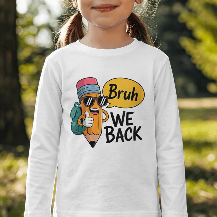 Cool Cartoon Pencil Saying Bruh Back To School Graphic Toddler Long Sleeve Tee Cool Cartoon Pencil Saying Bruh Back To School Graphic Toddler Long Sleeve Tee