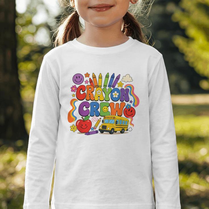 Crayon Crew Cute Back To School Vibes Student Graphic Toddler Long Sleeve Tee