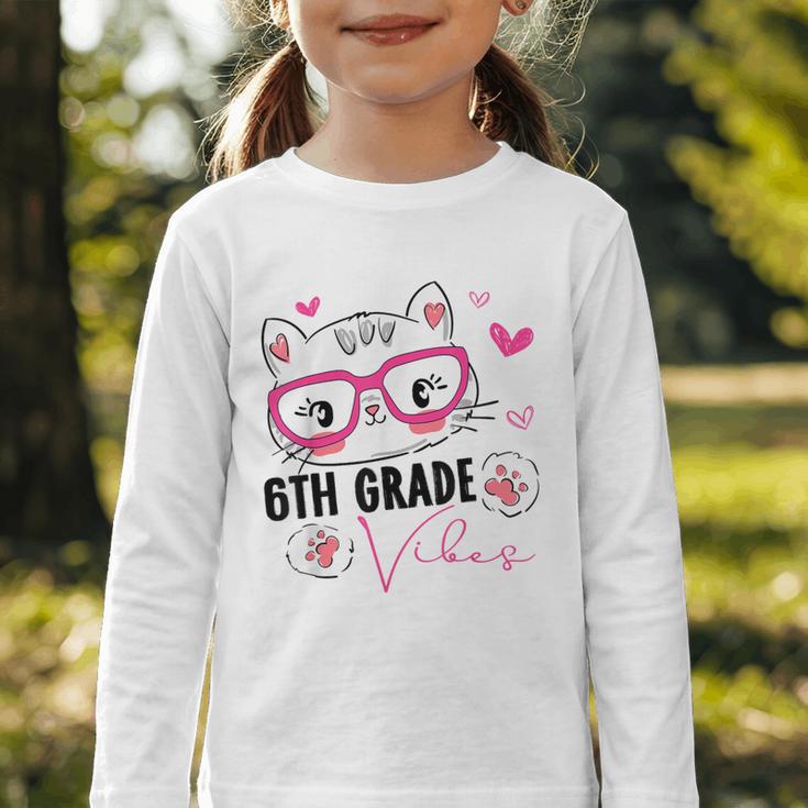 Cute 6th Grade Vibes Cat Kitten Lover Back To School Girls Graphic Toddler Long Sleeve Tee Cute 6th Grade Vibes Cat Kitten Lover Back To School Girls Graphic Toddler Long Sleeve Tee