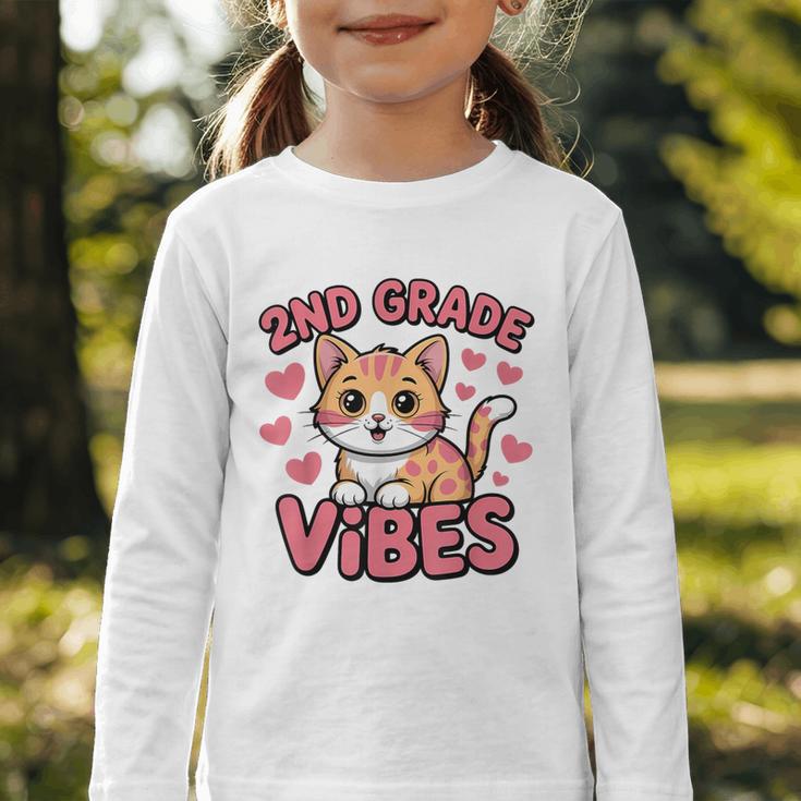 Cute Cat 2nd Grade Vibes Back To School Second Grade Girls Graphic Toddler Long Sleeve Tee Cute Cat 2nd Grade Vibes Back To School Second Grade Girls Graphic Toddler Long Sleeve Tee