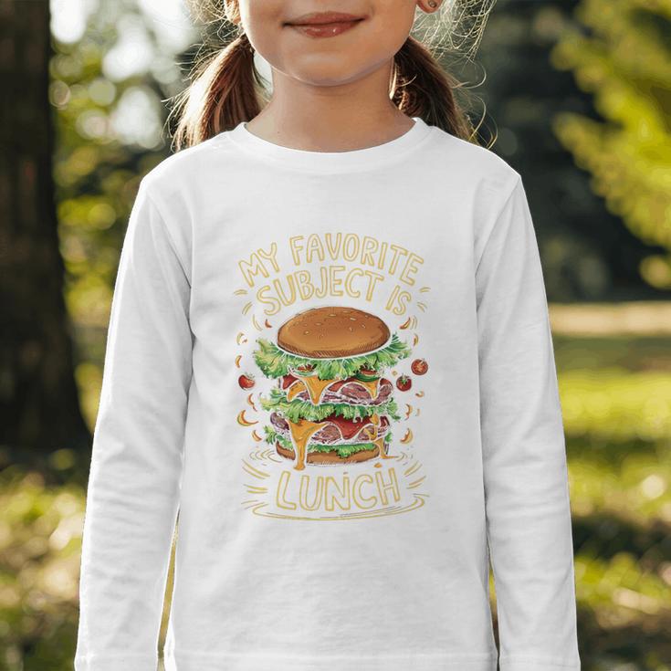 My Favorite Subject Is Lunch Hamburger Back To School Premium Tri-Blend Graphic Toddler Long Sleeve Tee My Favorite Subject Is Lunch Hamburger Back To School Premium Tri-Blend Graphic Toddler Long Sleeve Tee