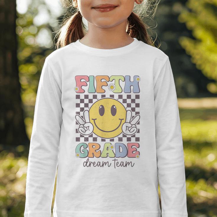 Fifth Grade Dream Team Smile Face Back To School 5th Grade Graphic Toddler Long Sleeve Tee Fifth Grade Dream Team Smile Face Back To School 5th Grade Graphic Toddler Long Sleeve Tee