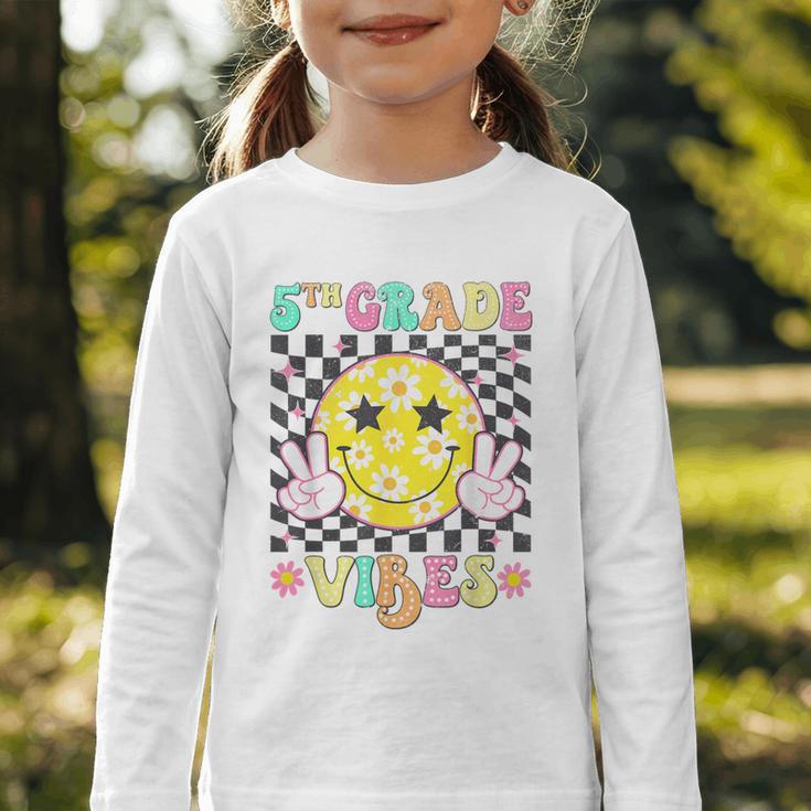 Girls 5th Grade Vibes Smile Face Back To School Fifth Grade Graphic Toddler Long Sleeve Tee Girls 5th Grade Vibes Smile Face Back To School Fifth Grade Graphic Toddler Long Sleeve Tee