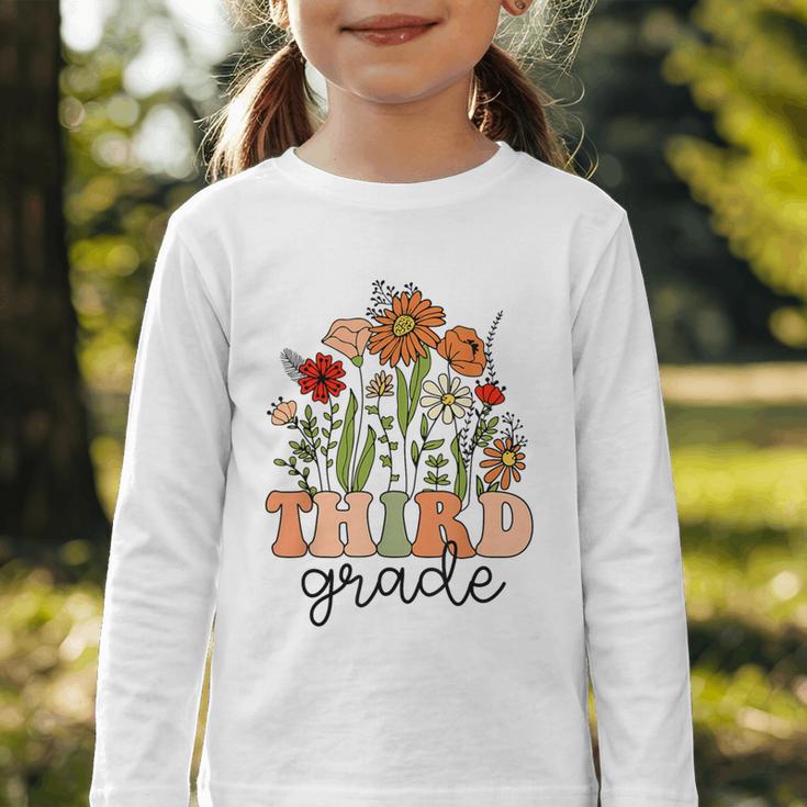 Groovy Third Grade Wildflowers Back To School 3rd Grade Graphic Toddler Long Sleeve Tee Groovy Third Grade Wildflowers Back To School 3rd Grade Graphic Toddler Long Sleeve Tee