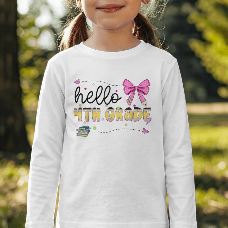 Hello 4th Grade Girls Coquette Fourth Grade Back To School Graphic Toddler Long Sleeve Tee Hello 4th Grade Girls Coquette Fourth Grade Back To School Graphic Toddler Long Sleeve Tee