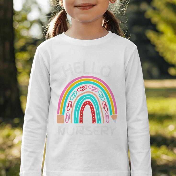 Hello Nursery Pencil Rainbow Back To School Boys Girls Premium Tri-Blend Graphic Toddler Long Sleeve Tee Hello Nursery Pencil Rainbow Back To School Boys Girls Premium Tri-Blend Graphic Toddler Long Sleeve Tee